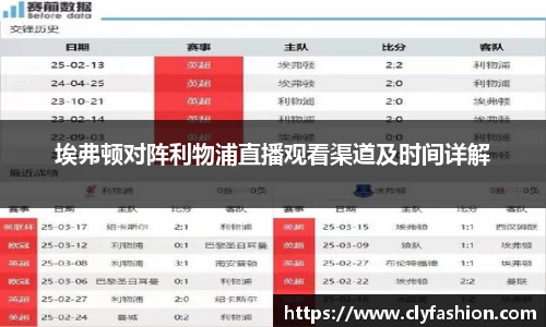 埃弗顿对阵利物浦直播观看渠道及时间详解